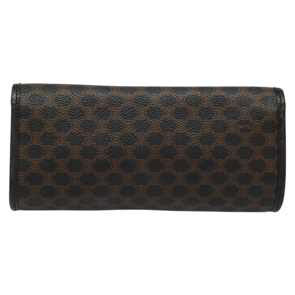 CELINE Macadam Canvas Pouch PVC Leather Black Auth 112106