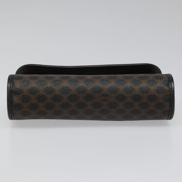 CELINE Macadam Canvas Pouch PVC Leather Black Auth 112106