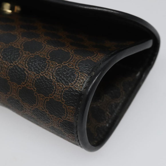 CELINE Macadam Canvas Pouch PVC Leather Black Auth 112106