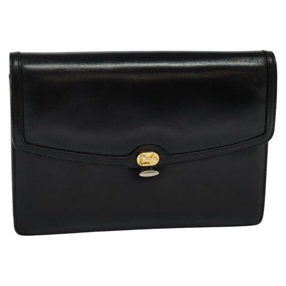 CELINE Shoulder Bag Leather Black Auth 112107