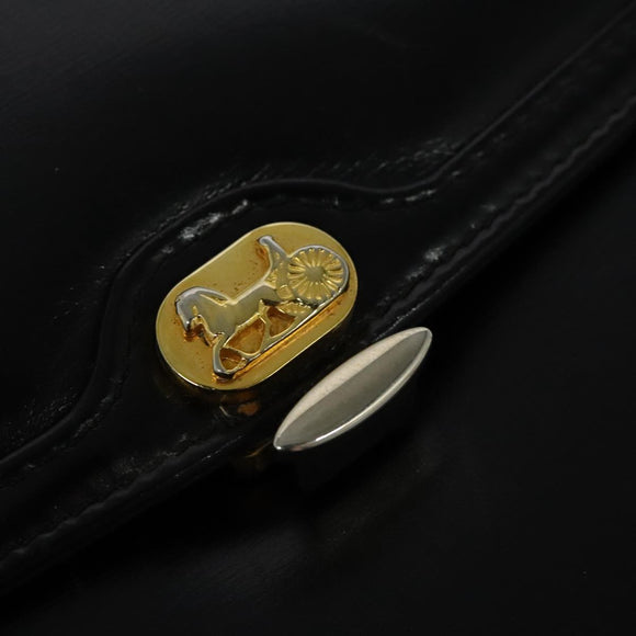 CELINE Shoulder Bag Leather Black Auth 112107