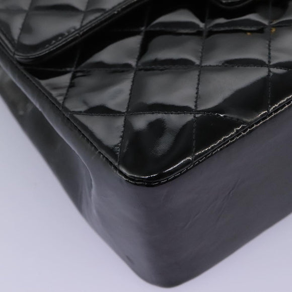 CHANEL Matelasse Hand Bag Patent leather Black CC Auth 112111