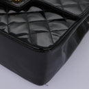 CHANEL Matelasse Hand Bag Patent leather Black CC Auth 112111-11