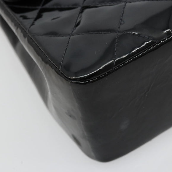CHANEL Matelasse Hand Bag Patent leather Black CC Auth 112111