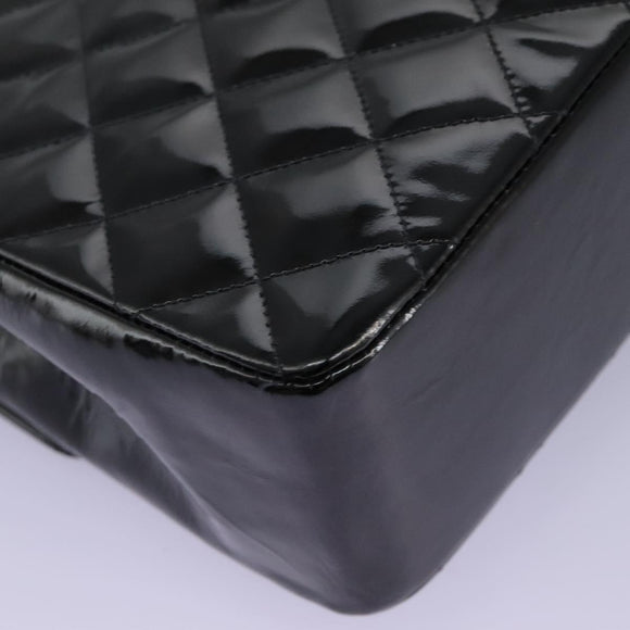 CHANEL Matelasse Hand Bag Patent leather Black CC Auth 112111