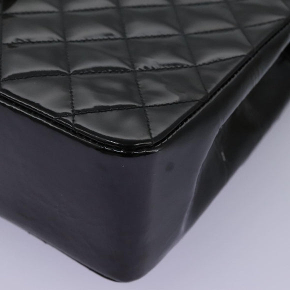 CHANEL Matelasse Hand Bag Patent leather Black CC Auth 112111
