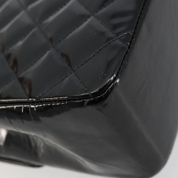 CHANEL Matelasse Hand Bag Patent leather Black CC Auth 112111