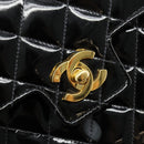 CHANEL Matelasse Hand Bag Patent leather Black CC Auth 112111-14