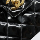 CHANEL Matelasse Hand Bag Patent leather Black CC Auth 112111-15