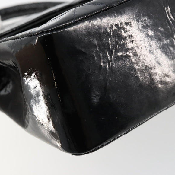 CHANEL Matelasse Hand Bag Patent leather Black CC Auth 112111
