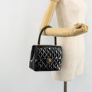 CHANEL Matelasse Hand Bag Patent leather Black CC Auth 112111-27