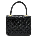 CHANEL Matelasse Hand Bag Patent leather Black CC Auth 112111-3