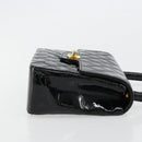 CHANEL Matelasse Hand Bag Patent leather Black CC Auth 112111-4
