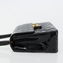 CHANEL Matelasse Hand Bag Patent leather Black CC Auth 112111-5