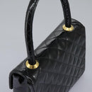 CHANEL Matelasse Hand Bag Patent leather Black CC Auth 112111-6