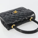CHANEL Matelasse Hand Bag Patent leather Black CC Auth 112111-6