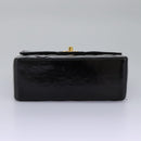 CHANEL Matelasse Hand Bag Patent leather Black CC Auth 112111-9