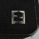 FENDI Zucchino Canvas Shoulder Bag Black Auth 112119-14