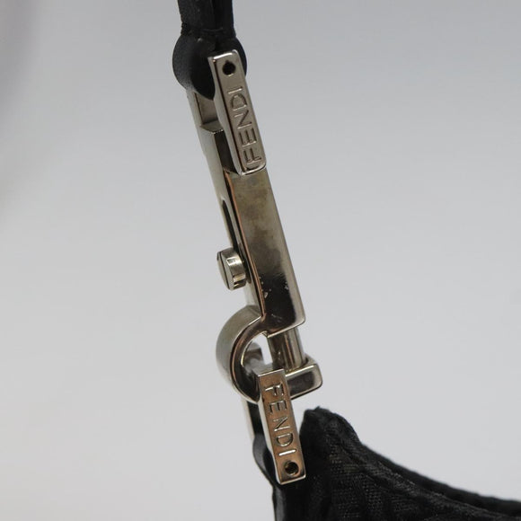FENDI Zucchino Canvas Shoulder Bag Black Auth 112119