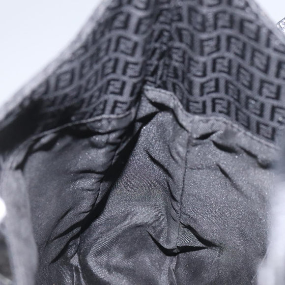 FENDI Zucchino Canvas Shoulder Bag Black Auth 112119