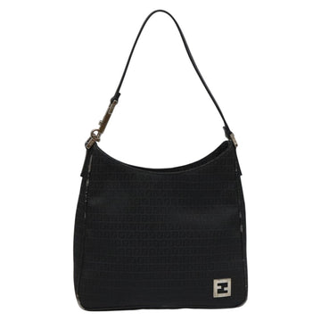 FENDI Zucchino Canvas Shoulder Bag Black Auth 112119 - 0