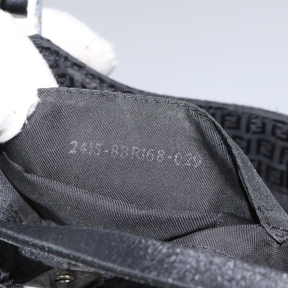 FENDI Zucchino Canvas Shoulder Bag Black Auth 112119