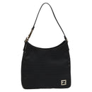 FENDI Zucchino Canvas Shoulder Bag Black Auth 112119-13