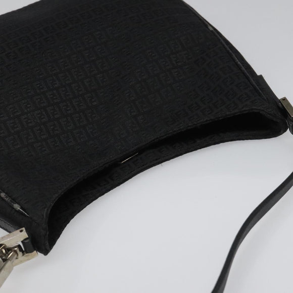 FENDI Zucchino Canvas Shoulder Bag Black Auth 112119