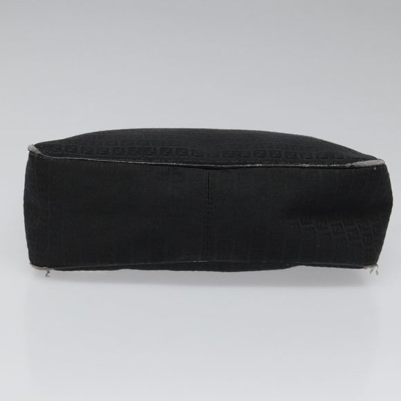 FENDI Zucchino Canvas Shoulder Bag Black Auth 112119