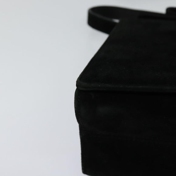 Salvatore Ferragamo Vala Shoulder Bag Suede Black Gold Auth 112120