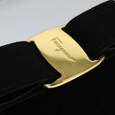 Salvatore Ferragamo Vala Shoulder Bag Suede Black Gold Auth 112120-17