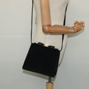 Salvatore Ferragamo Vala Shoulder Bag Suede Black Gold Auth 112120-21