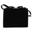 Salvatore Ferragamo Vala Shoulder Bag Suede Black Gold Auth 112120-2