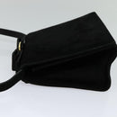 Salvatore Ferragamo Vala Shoulder Bag Suede Black Gold Auth 112120-3