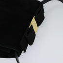 Salvatore Ferragamo Vala Shoulder Bag Suede Black Gold Auth 112120-6