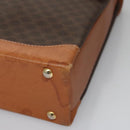 CELINE Macadam Canvas Business Bag PVC Leather Brown Gold Auth 112171-9