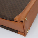 CELINE Macadam Canvas Business Bag PVC Leather Brown Gold Auth 112171-15