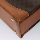 CELINE Macadam Canvas Business Bag PVC Leather Brown Gold Auth 112171-16