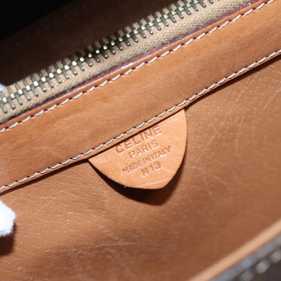 CELINE Macadam Canvas Business Bag PVC Leather Brown Gold Auth 112171