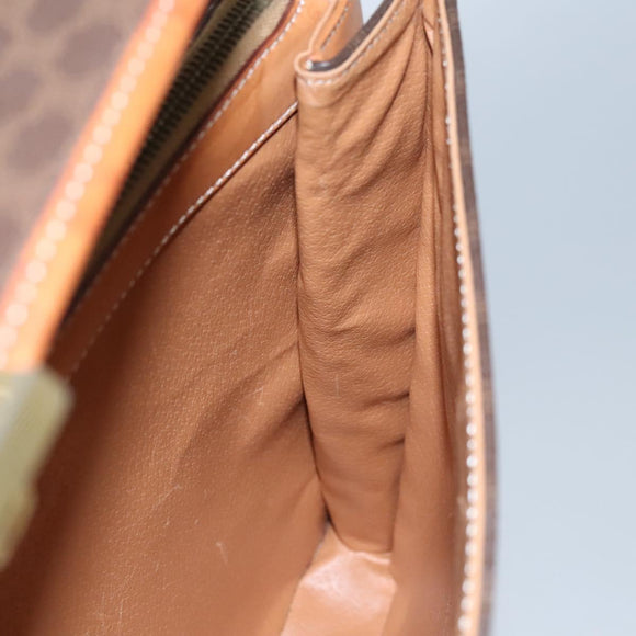 CELINE Macadam Canvas Business Bag PVC Leather Brown Gold Auth 112171