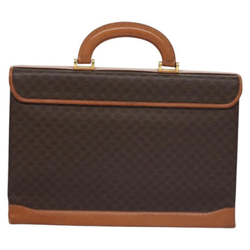 CELINE Macadam Canvas Business Bag PVC Leather Brown Gold Auth 112171 - 0