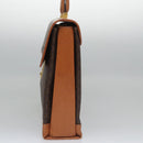 CELINE Macadam Canvas Business Bag PVC Leather Brown Gold Auth 112171-3