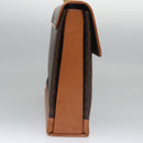 CELINE Macadam Canvas Business Bag PVC Leather Brown Gold Auth 112171-4