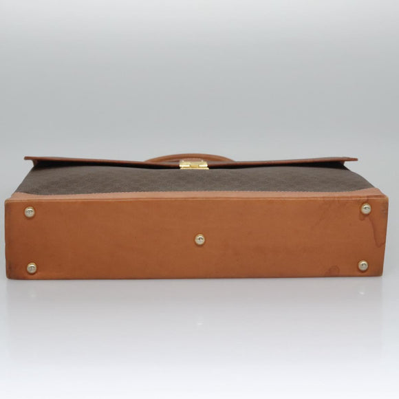 CELINE Macadam Canvas Business Bag PVC Leather Brown Gold Auth 112171
