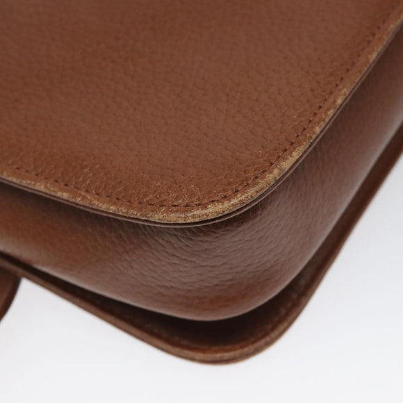 Burberrys Shoulder Bag Leather Brown gold Auth 112186