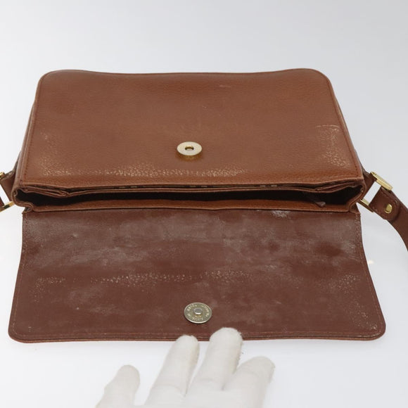 Burberrys Shoulder Bag Leather Brown gold Auth 112186