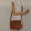 Burberrys Shoulder Bag Leather Brown gold Auth 112186-22
