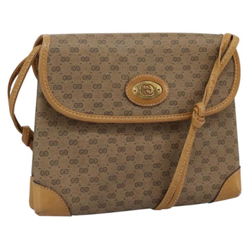 GUCCI Micro GG Supreme Shoulder Bag PVC Beige Brown gold 007 92 5548 Auth 112193