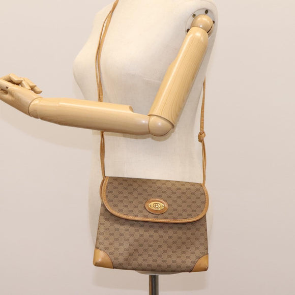 GUCCI Micro GG Supreme Shoulder Bag PVC Beige Brown gold 007 92 5548 Auth 112193