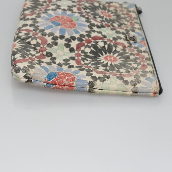 CHANEL Matelasse Clutch Bag Lamb Skin Multicolor CC Auth 112262